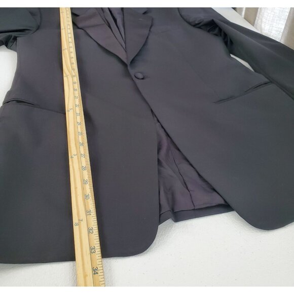 Armani Collezioni Italy Mens Black Single Button Tuxedo Jacket Wool Size 42L - Picture 6 of 8